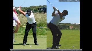 Jon Rahm golf swing  Long Iron faceon amp downtheline July 2017 [upl. by Noscire948]