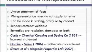 Misrepresentation Lecture 1 of 4 [upl. by Edac]